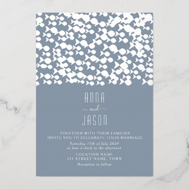 Modern Dusty Blue Beach Wedding (Front)