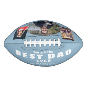 Modern Dusty Blue Best Dad Father 3 Photo Collage Football