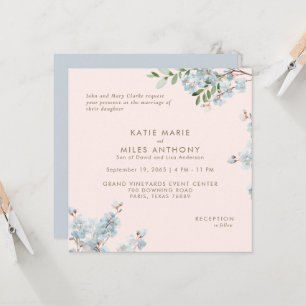 Modern Dusty Blue & Blush Floral Greenery Wedding