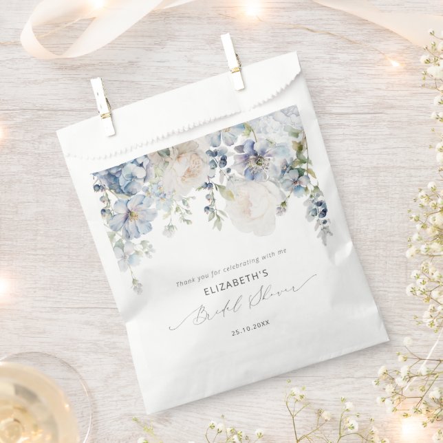 Modern Dusty Blue & Blush Pink Bridal Shower Favour Bag (Clipped)