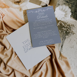 Modern Dusty Blue Boho Floral Wedding Details Enclosure Card