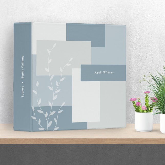 Modern Dusty Blue Botanical Personalized Binder (Creator Uploaded)
