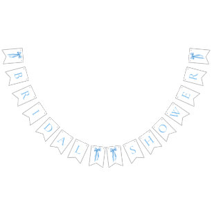 Modern Dusty Blue Bow Bridal Shower Bunting Banner
