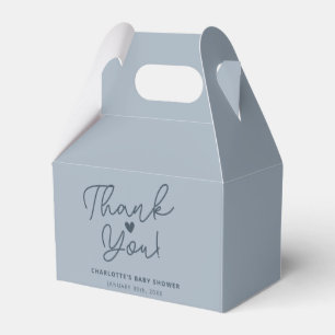 Modern Dusty Blue Boy Baby Shower Thank You Favor Box