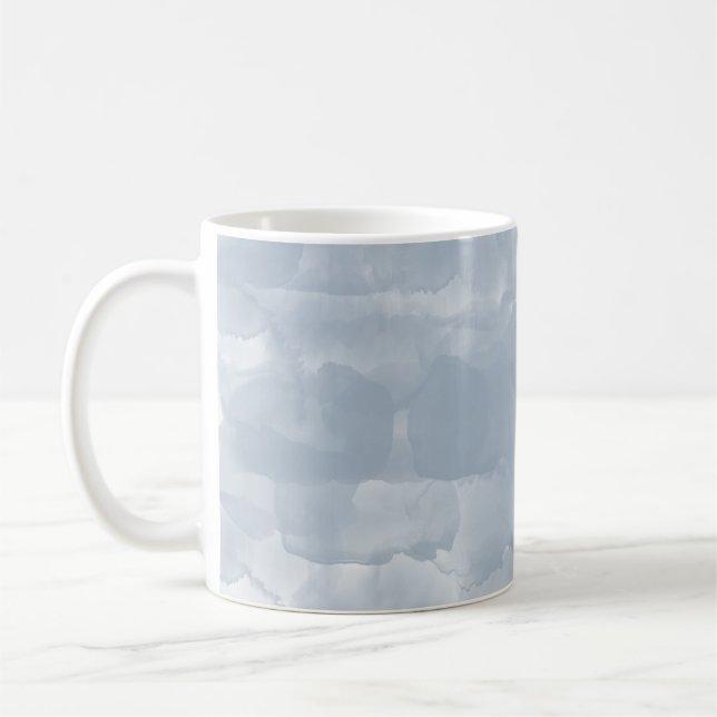 Modern Dusty Blue Brush Strokes Coffee Mug (Left)