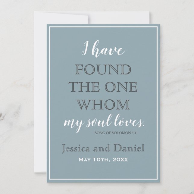 Modern Dusty Blue Charcoal Grey Wedding Invitation (Front)
