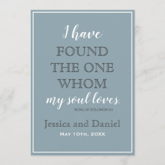 Modern Dusty Blue Charcoal Grey Wedding Invitation