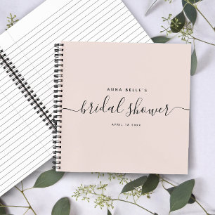 Modern Dusty Blue Chic Script Bridal Shower Guest Notebook