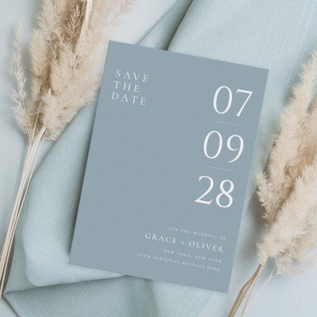 Modern Dusty Blue Elegant Wedding Save The Date (Creator Uploaded)