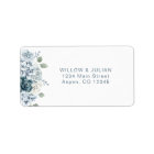 Modern Dusty Blue Floral Wedding Return Address 