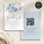 Modern Dusty Blue Florals QR Code Wedding Invitation<br><div class="desc">Modern Dusty Blue Florals QR Code Wedding. Available digitally and printed. The Wedding Of is in a set handwriting style script. Easily personalise the rest of the text to your own details. Add your QR code to your wedding website on the back makes this a convenient option for your guests...</div>