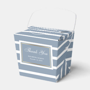 Modern Dusty Blue Gold Wedding Thank You Favor Box