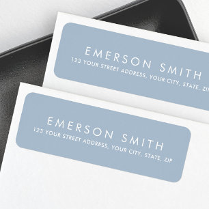 Modern dusty blue minimal elegant return address