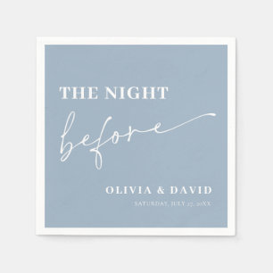 Modern Dusty Blue Night Before Rehearsal Dinner Napkin