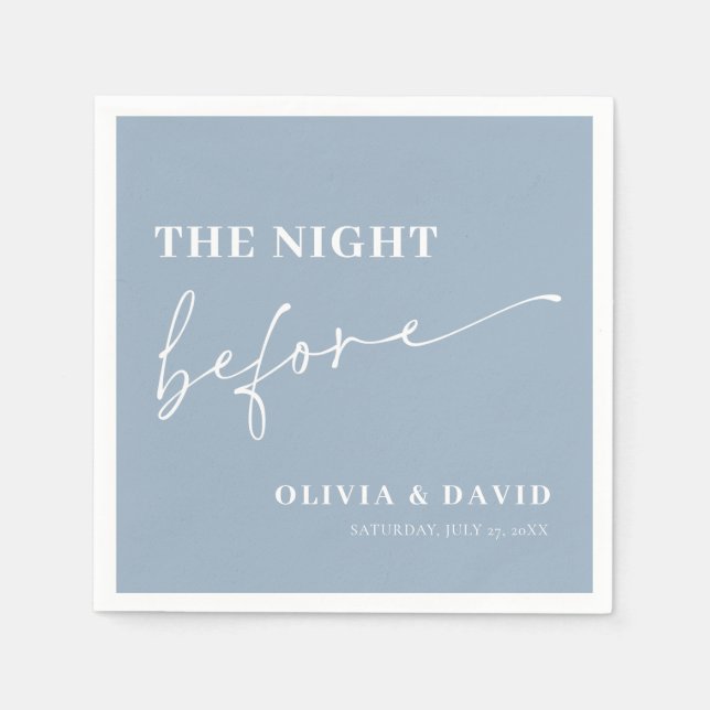 Modern Dusty Blue Night Before Rehearsal Dinner Napkin (Front)