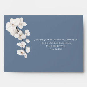 Modern Dusty Blue Orchids Floral Wedding Envelopes