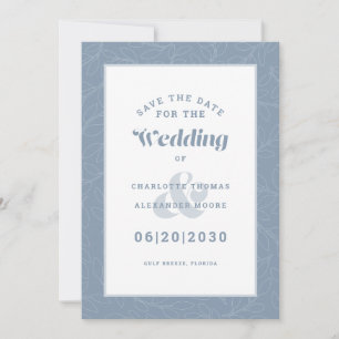 Modern Dusty Blue Pattern Wedding Engagement Save  The Date