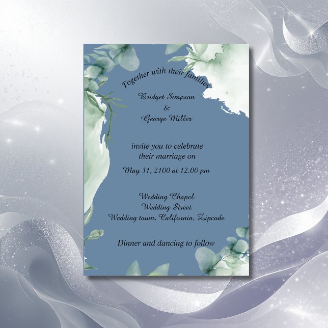 modern dusty blue periwinkle Wedding Invitation (Creator Uploaded)