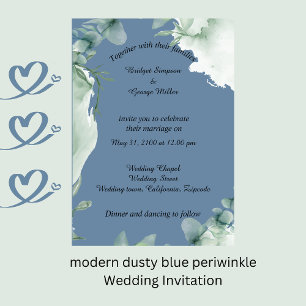 modern dusty blue periwinkle Wedding Invitation
