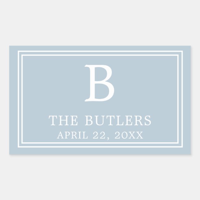 Modern Dusty Blue Rectangular Sticker (Front)