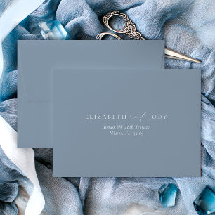 Modern Dusty Blue RSVP  Envelope