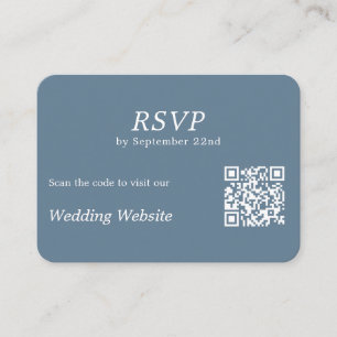 Modern Dusty Blue RSVP QR Code Wedding Website Enclosure Card