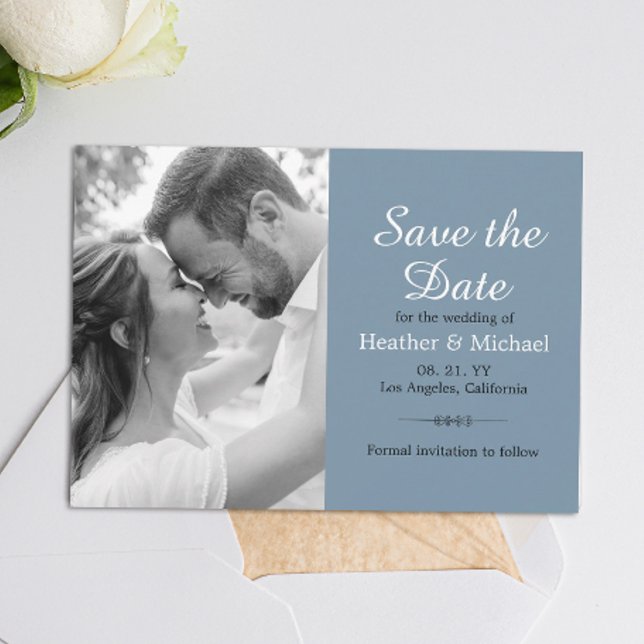Modern Dusty Blue Save the Date QR Code Wedding Invitation (Simplify your RSVP with our QR code save-the-date, adding an unforgettable touch to your special day)
