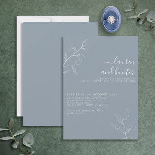 Modern Dusty Blue Script Botanical Wedding Invitat Invitation