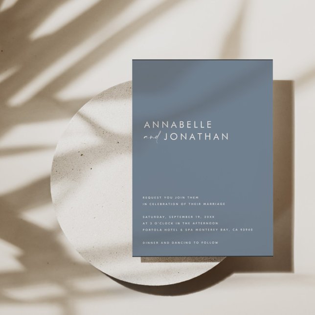 Modern dusty blue script contemporary wedding invitation (Creator Uploaded)