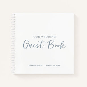 Modern Dusty Blue Script Wedding Guest Book