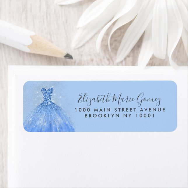 Modern Dusty Blue Silver Glitter Gown Quinceanera (Insitu)