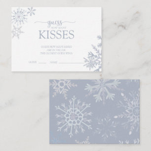 Modern Dusty Blue Snowflake Shower How Many Kisses Enclosure Card