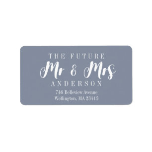 Modern Dusty Blue The Future Mr. and Mrs. Script Label