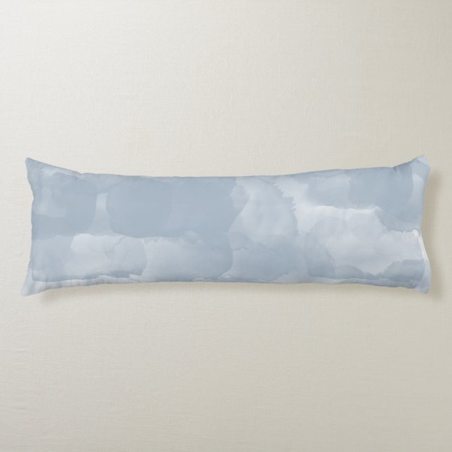 Modern Dusty Blue Watercolor Brush Strokes Body Pillow (Front)