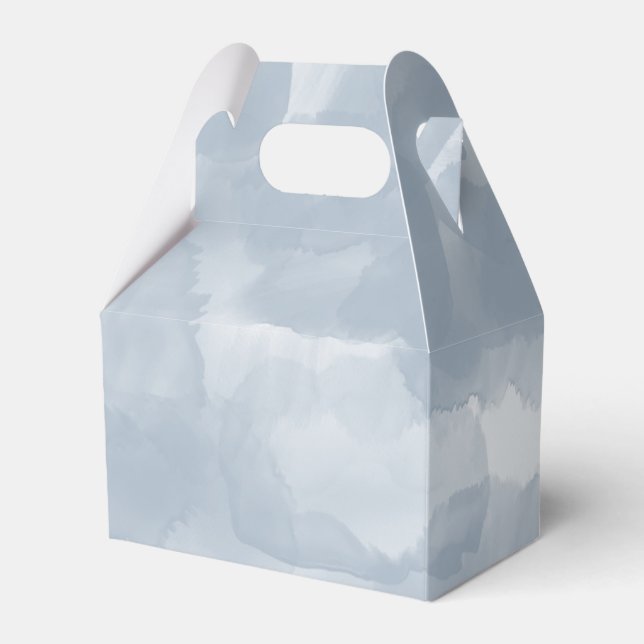 Modern Dusty Blue Watercolor Brush Strokes Favor Box (Front Side)