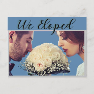 Modern Dusty Blue We Eloped Wedding Announcement Postcard