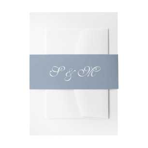 Modern Dusty Blue Wedding Invitation Belly Band