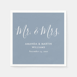 Modern Dusty Blue Wedding Napkin