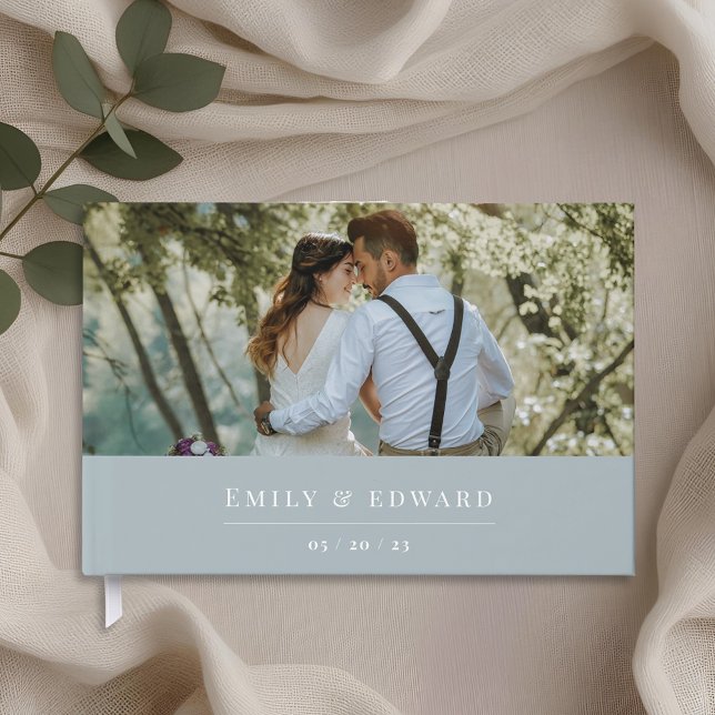 Modern Dusty Blue Wedding Photo Guest Book (Creator Uploaded)