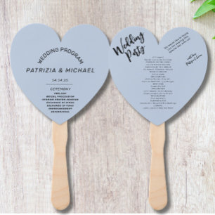 Modern Dusty Blue Wedding Program Hand Fan