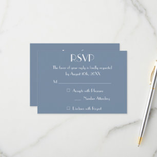 Modern Dusty Blue Wedding RSVP Invitation Card