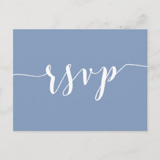 Modern Dusty Blue Wedding RSVP Postcards
