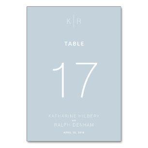 Modern Dusty Blue Wedding Table Number Card
