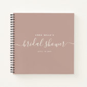 Modern Dusty Blush Chic Script Bridal Shower Guest Notebook (Front)