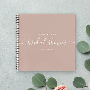 Modern Dusty Blush Chic Script Bridal Shower Guest Notebook