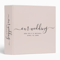 Modern Dusty Blush Pink Calligraphy Wedding Album