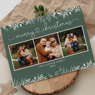Modern Dusty Green Calligraphy Merry Christmas Postcard