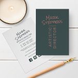 Modern Dusty Green Simple Hand Lettered Minimalist Business Card<br><div class="desc">Bold,  unique,  and on trend with its' dusty green and terracotta colours and design,  this modern,  simple business card is easy to personalize,  and includes social media contact information and handle on the back. Copyright Anastasia Designs,  all rights reserved. Contact designer for matching products.</div>