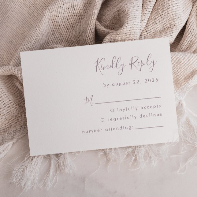 Modern Dusty Lavender Script Wedding RSVP Card (Creator Uploaded)