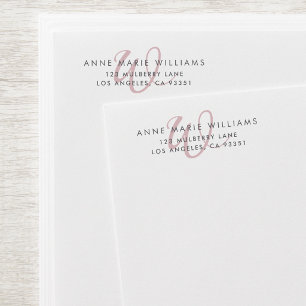 Modern Dusty Lilac Script Monogram Return Address Envelope